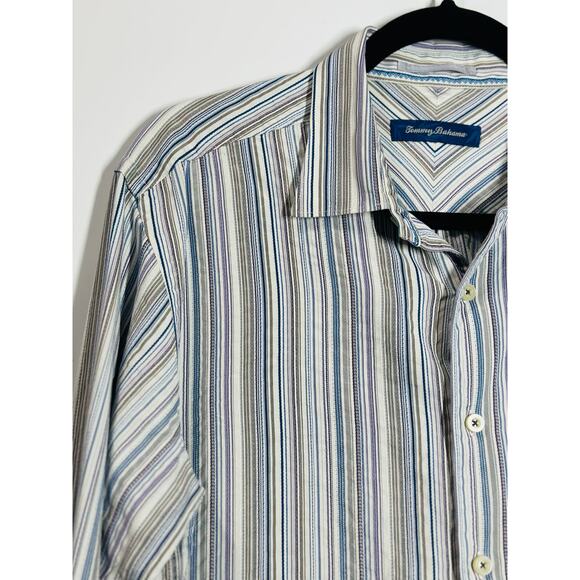 Tommy Bahama Silk Button Down Light Weight Long Sleeve Casual Preppy Men Large - Picture 8 of 9